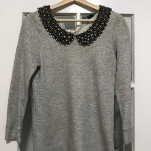 Anthropologie Beaded Peter Pan Collar Sweater
